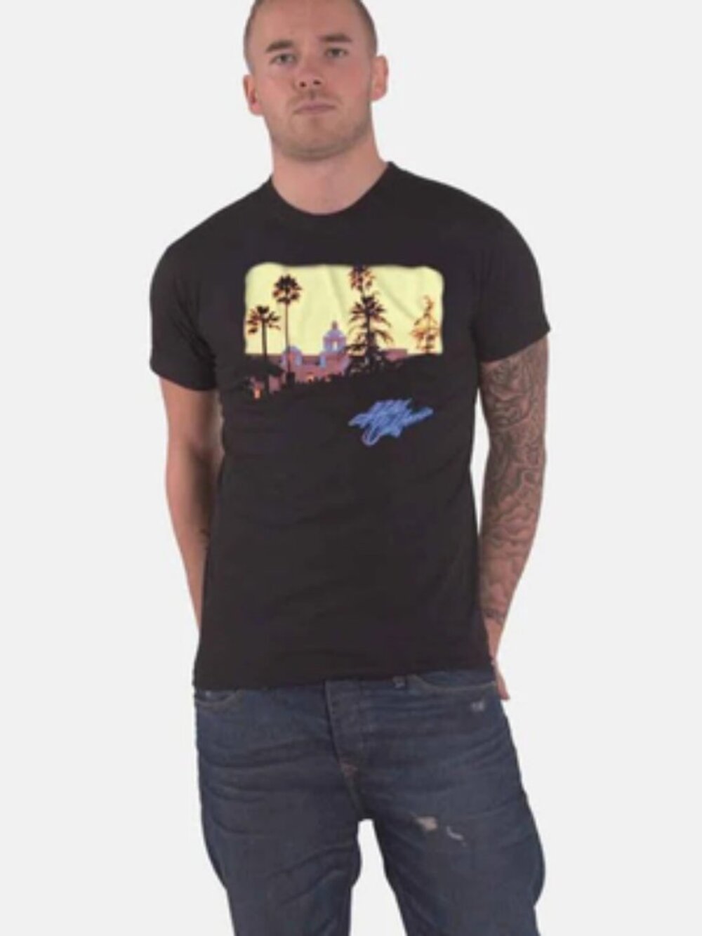 ROCK OFF Black Graphic T-Shirt | Hotel California Band Tee | Large